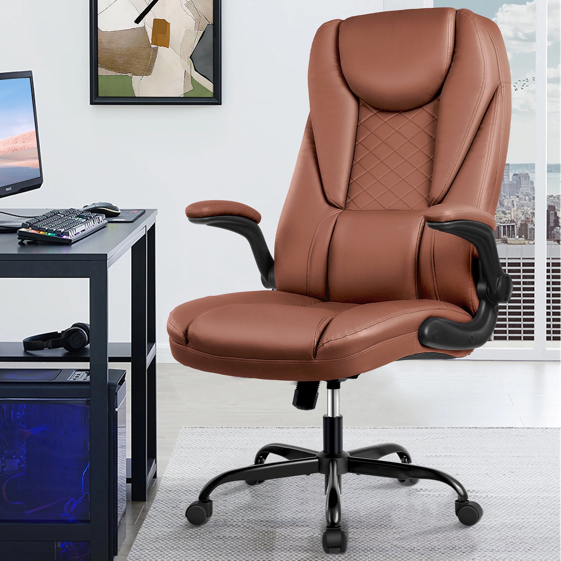 Executive Office Chair Big and Tall Office Chair Ergonomic Leather Chair