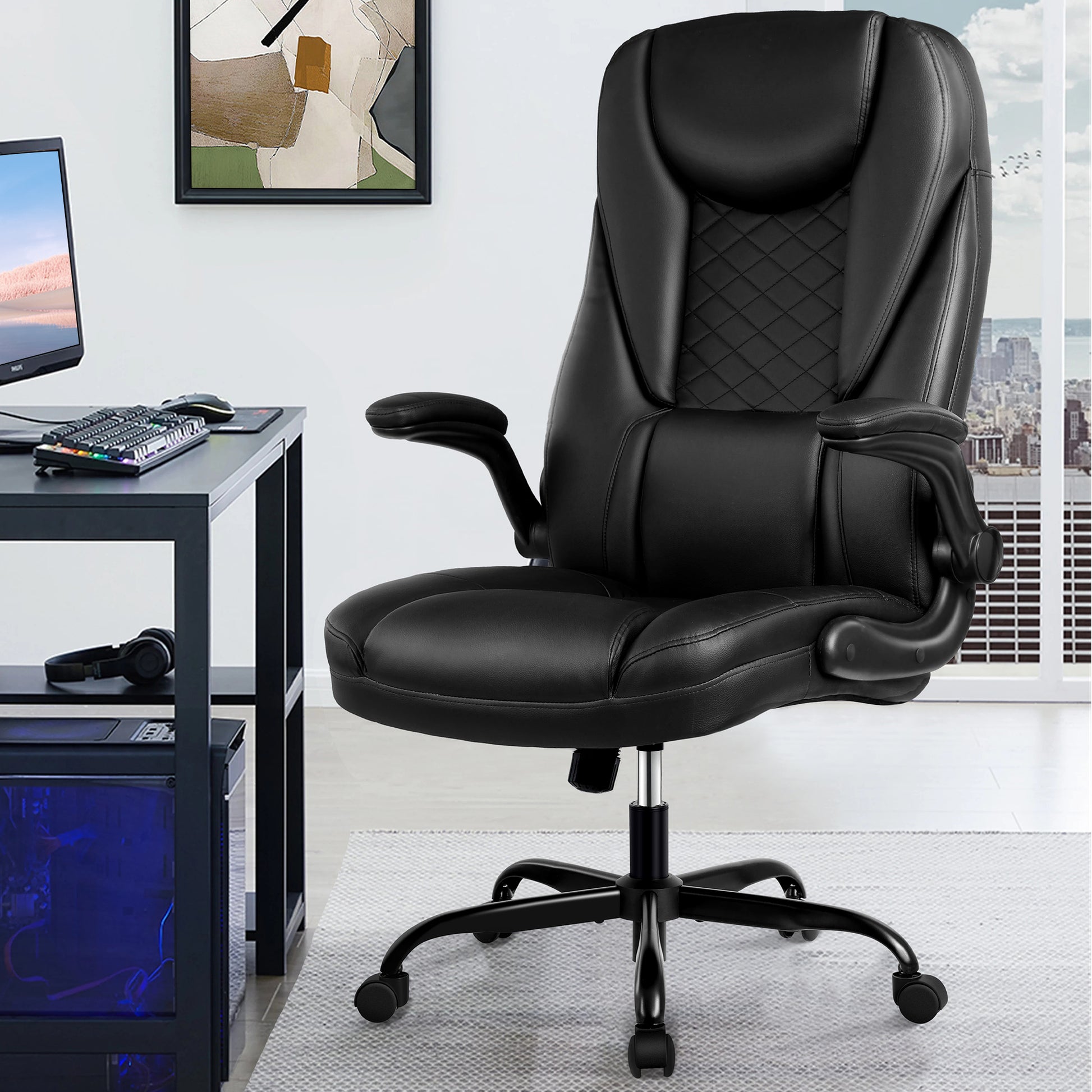 Executive Office Chair Big and Tall Office Chair Ergonomic Leather Chair