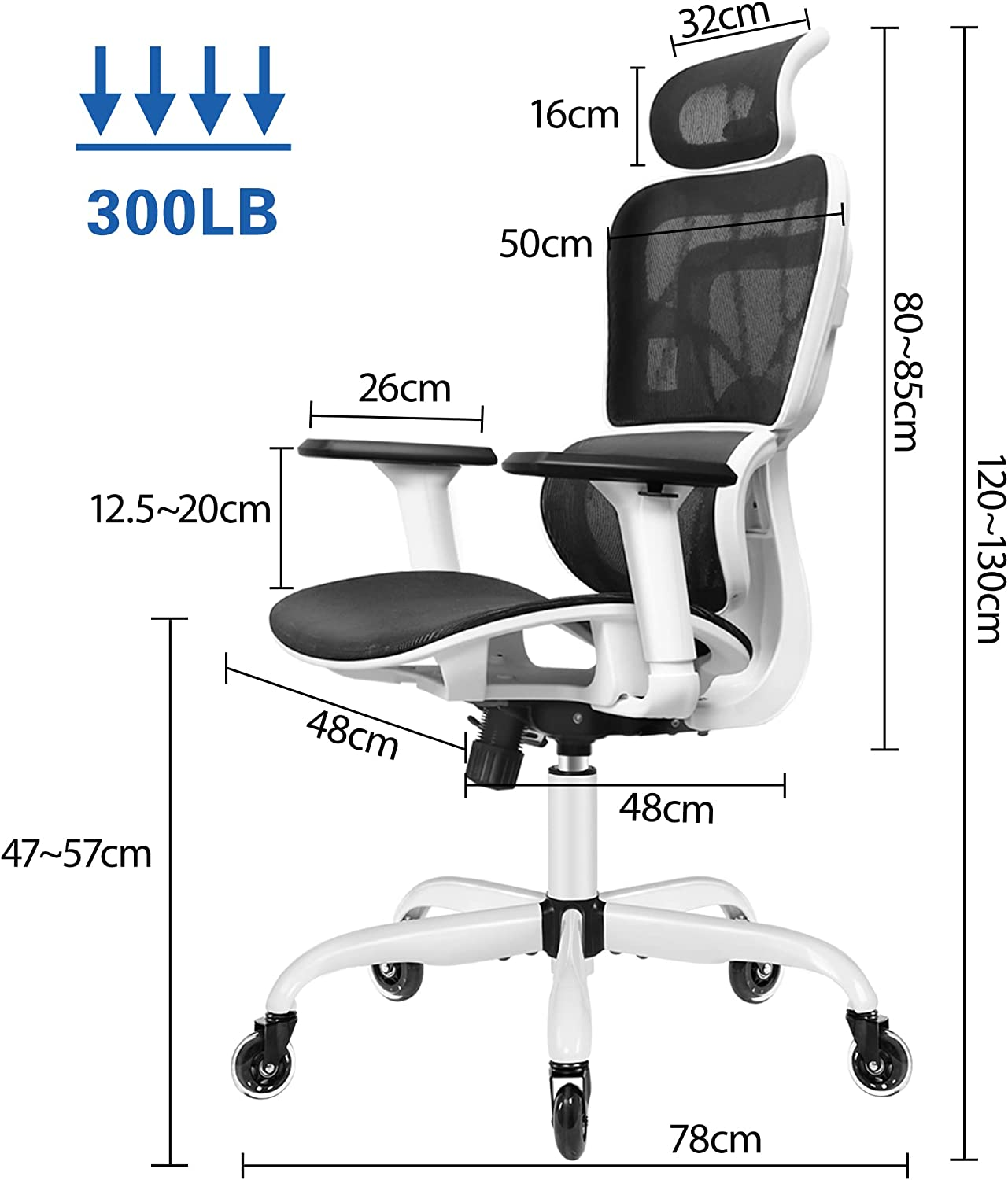 KERDOM | Ergonomic office chair against back pain | With integrated lumbar support