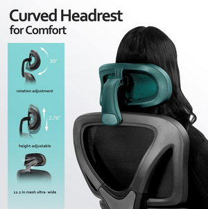 KERDOM Bürostuhl Ergonomischer Schreibtischstuhl mit verstellbarer Kopfstütze