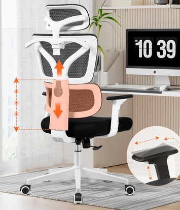 Silla Ergonómica KERDOM,Uso 8 horas,Avanzado Soporte Lumbar,Exclusivo Diseño