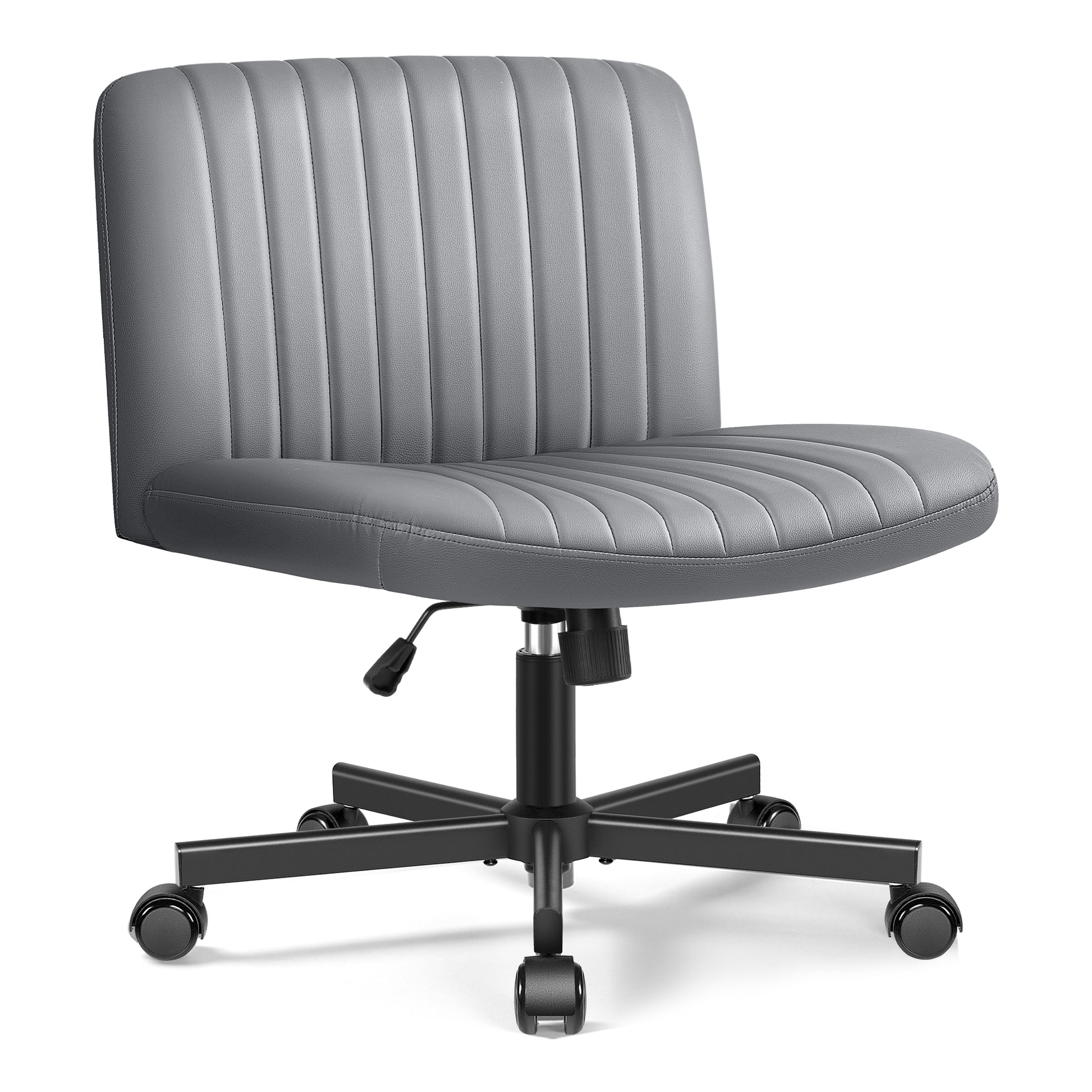 Armless Office Chair without Wheels, Ergonomic Wide Seat Swivel Desk Chair