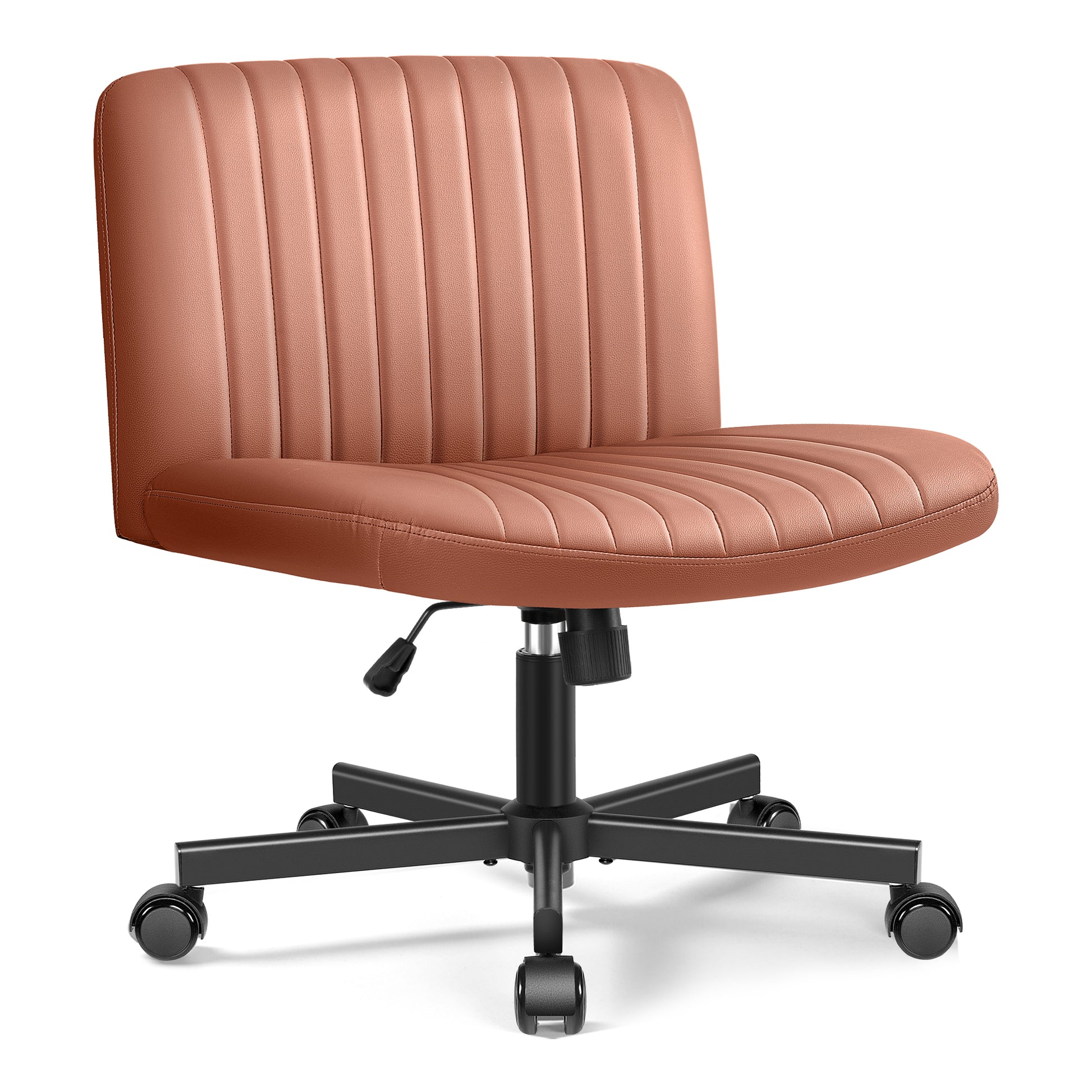 Armless Office Chair without Wheels, Ergonomic Wide Seat Swivel Desk Chair