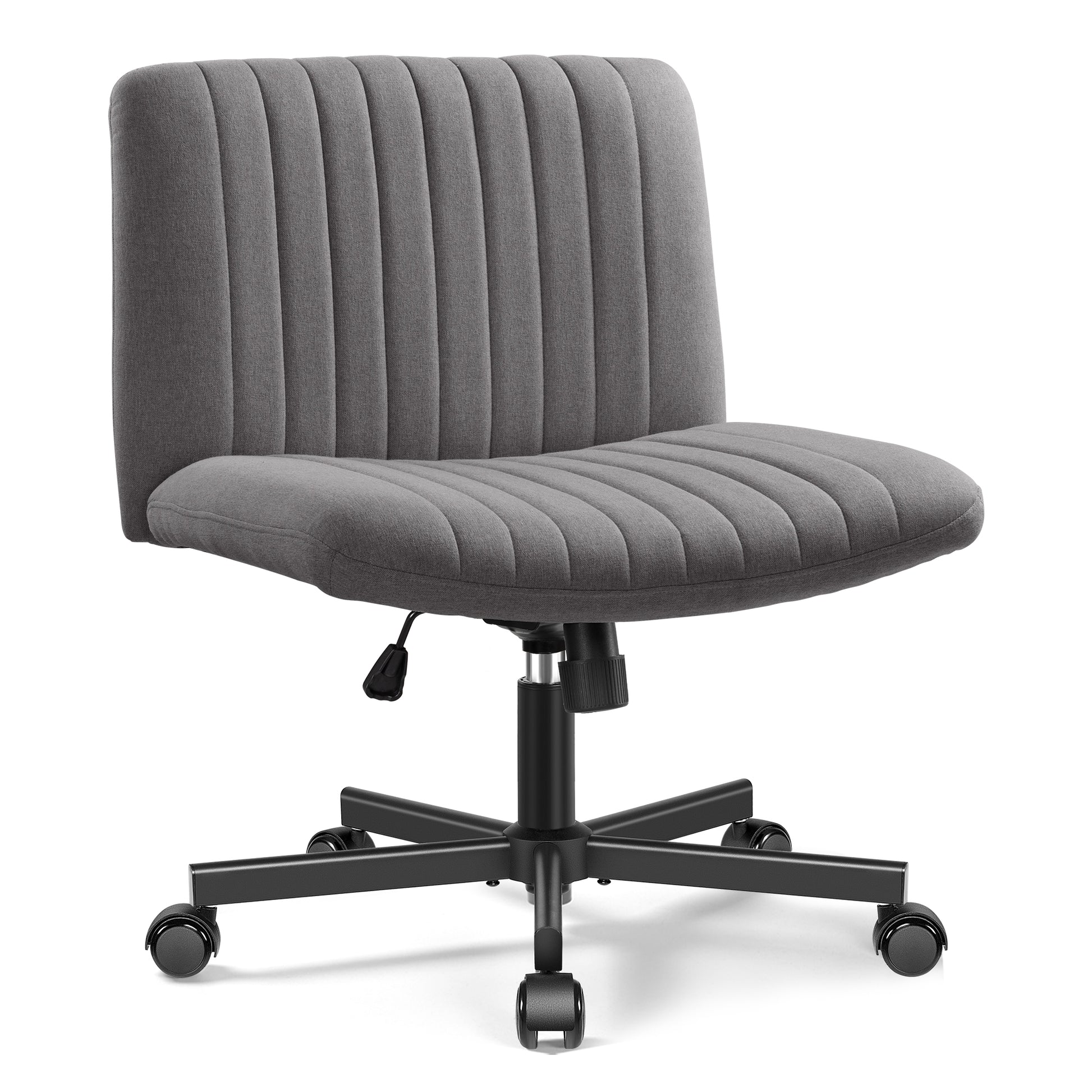 Armless Office Chair without Wheels, Ergonomic Wide Seat Swivel Desk Chair