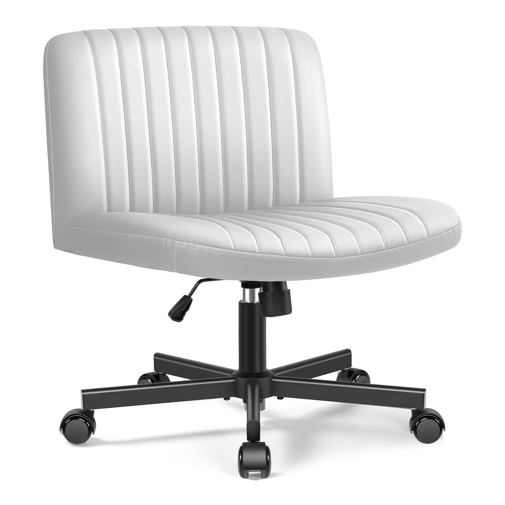 Armless Office Chair without Wheels, Ergonomic Wide Seat Swivel Desk Chair