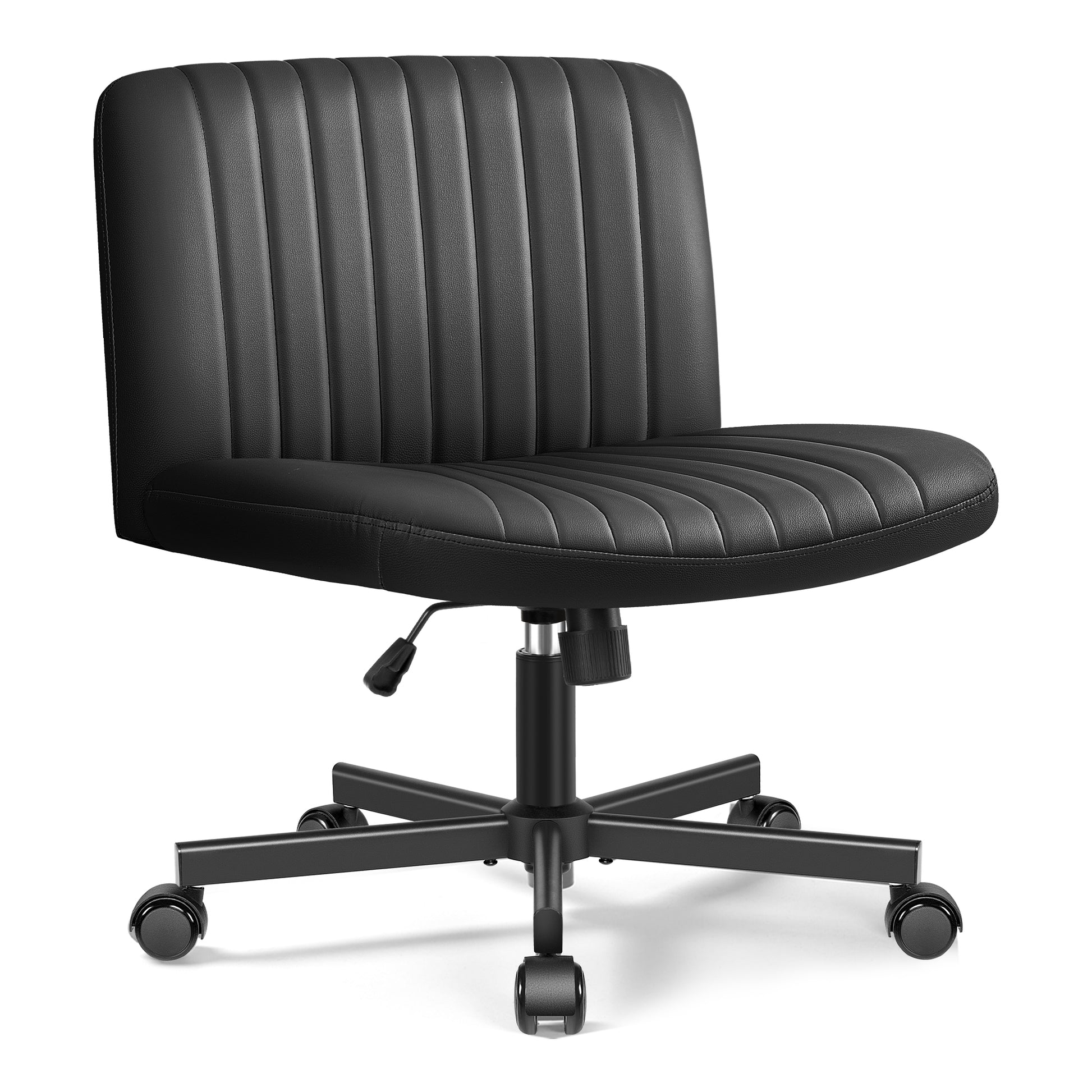 Armless Office Chair without Wheels, Ergonomic Wide Seat Swivel Desk Chair