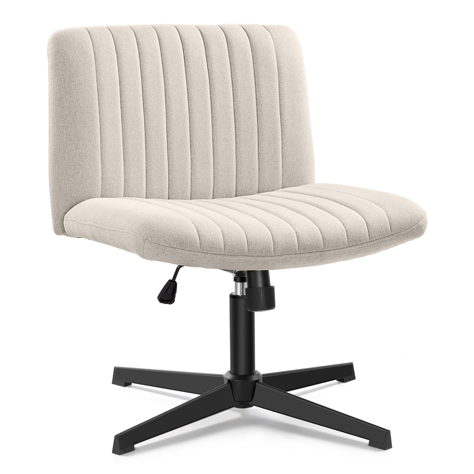 Armless Office Chair without Wheels, Ergonomic Wide Seat Swivel Desk Chair