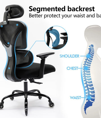 Silla Ergonómica KERDOM,Uso 8 horas,Avanzado Soporte Lumbar,Exclusivo Diseño