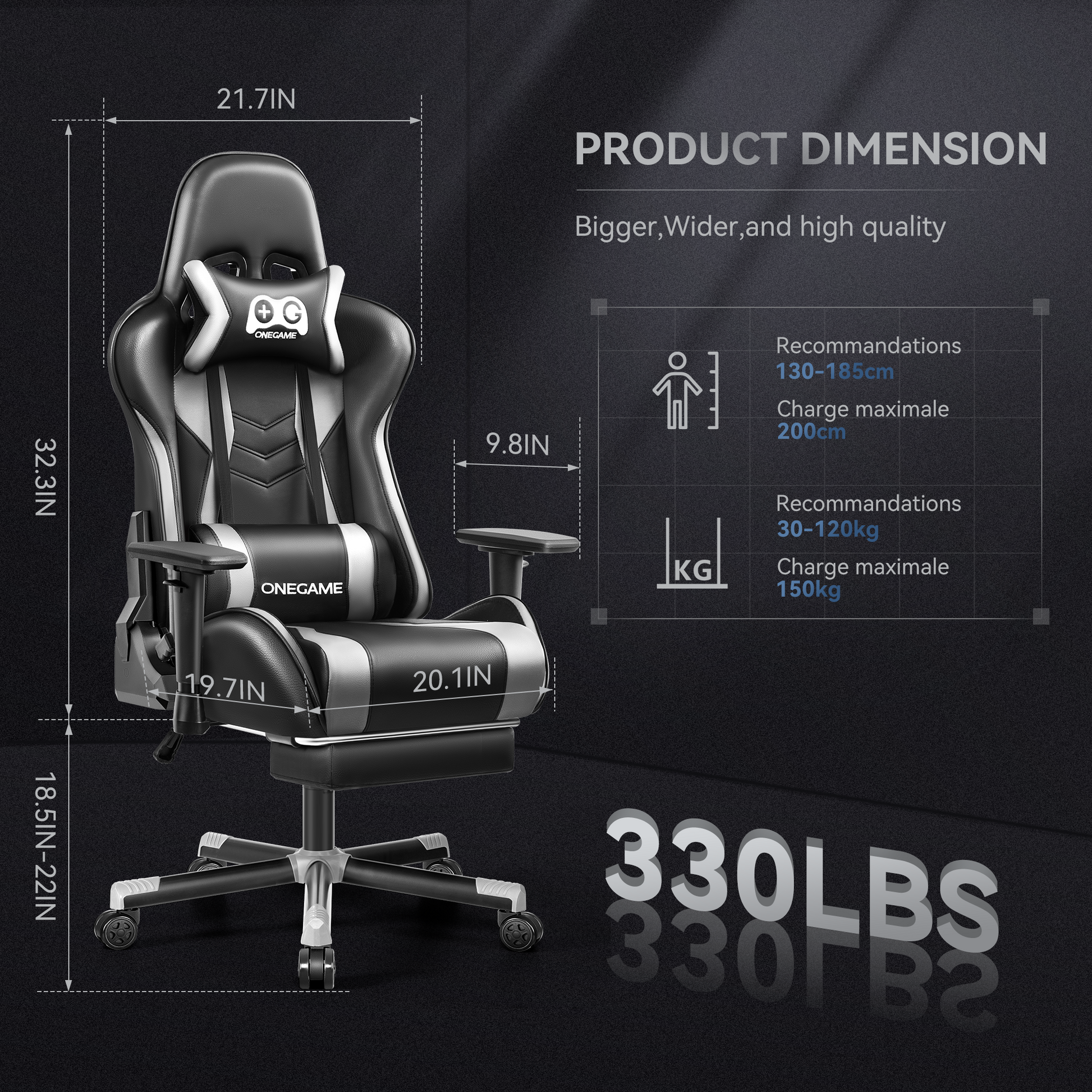 Kerdom Big And Tall Gaming Chair Upgrade 330 lbs